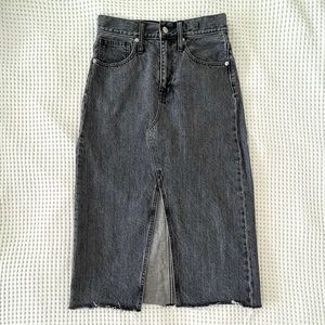Madewell gray Rigid Denim A-line midi slit skirt 25